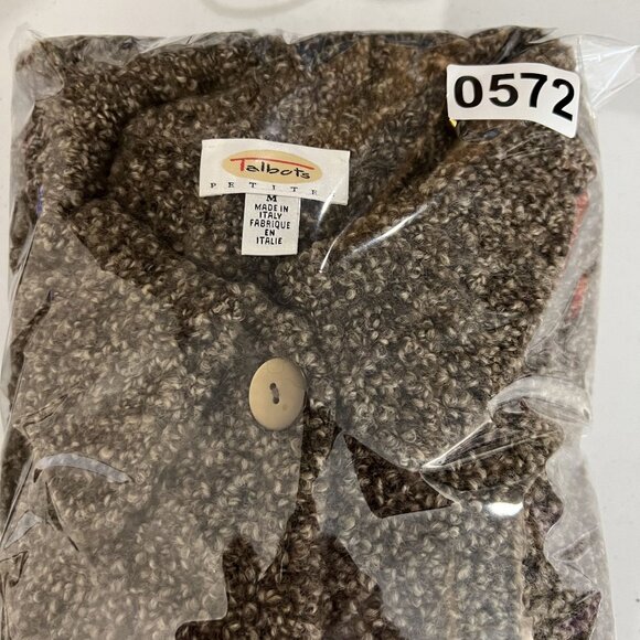 Talbots Womens M Wool Cardigan Made In Italy Marled Brown Grandmacore Timeless - Picture 16 of 16